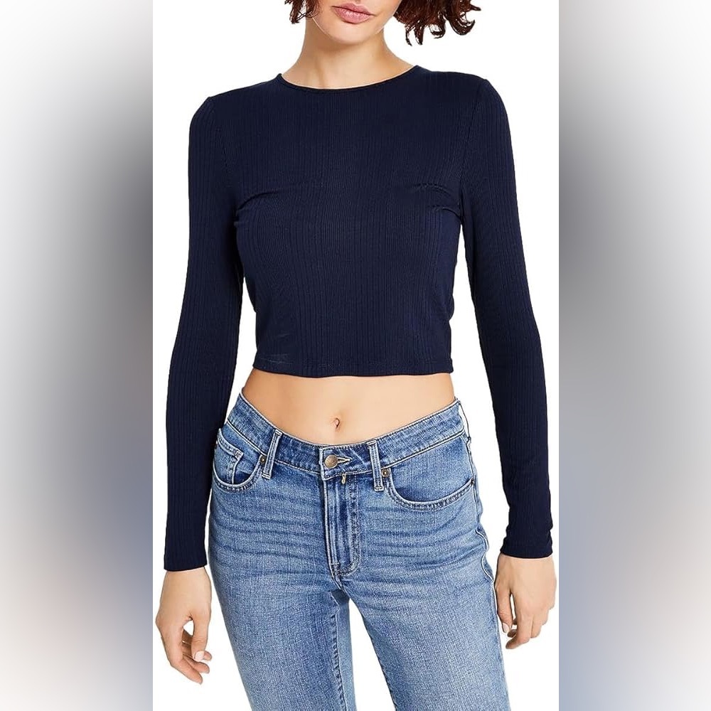 Tommy Jeans Women's Back-Cutout Ribbed Long-Sleeve Top
